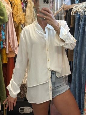 Investments Ivory Layered Button-Down Shirt